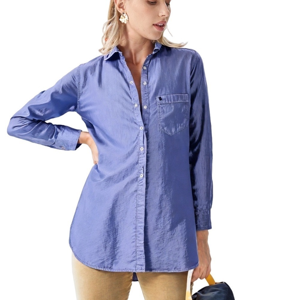 Talula Boyfriend Blue Long Sleeve Button Down Shirt Size XXS